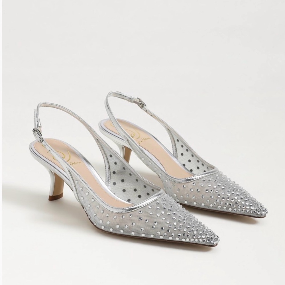 *NEW* Sam Edelman Women's Bianka Soft Silver Mesh Slingback Pump Heels Size 8